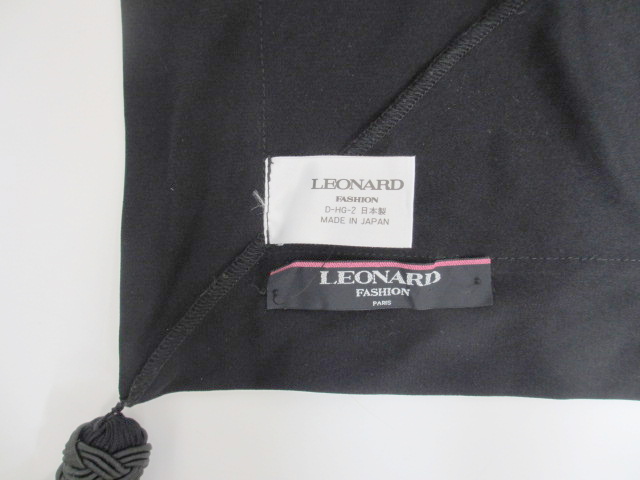 レオナール LEONARD 大判 ストール タッセル付 ブラック 黒系 088  