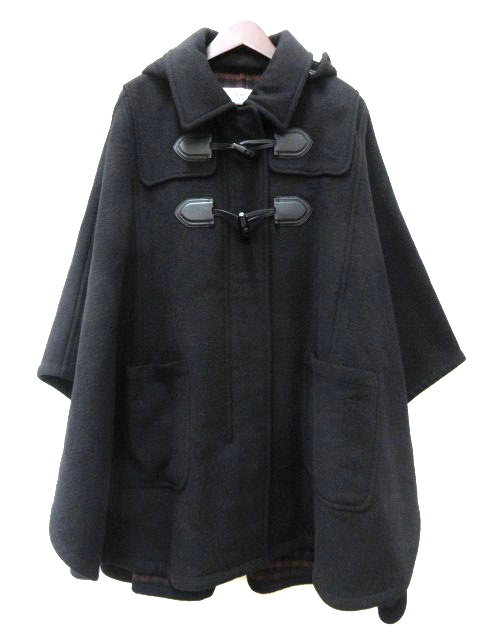 コーチ COACH ポンチョ コート ダッフル フード付 ブラック M/L F76277 