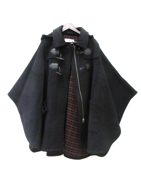 コーチ COACH ポンチョ コート ダッフル フード付 ブラック M/L F76277