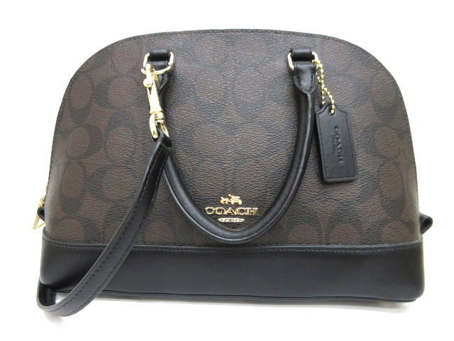 コーチバッグシグネチャー シエラ サッチェル 2WAY/ブラウン×ブラック