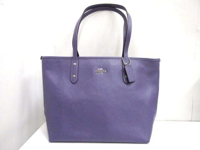 COACH パープル トートバッグ COACH コーチ トートバッグ s84 シボ革