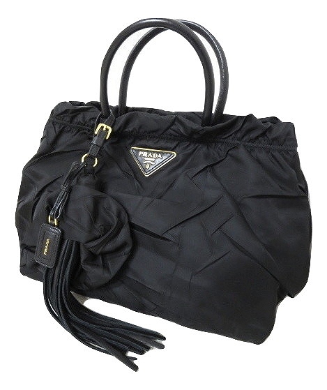 プラダ PRADA フリンジモチーフ付き デザインハンドバッグ 黒 BN1662 