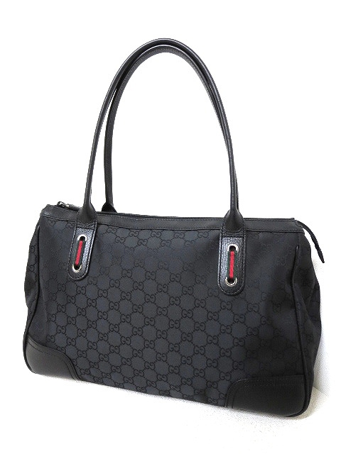 グッチ GUCCI シェリーライン GGナイロン×レザー トートバッグ 黒 美品 