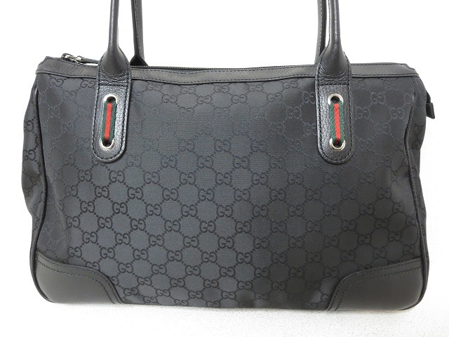 グッチ GUCCI シェリーライン GGナイロン×レザー トートバッグ 黒 美品 
