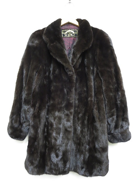 ブラックグラマ BLACKGLAMA ミンク毛皮コート 濃茶 リアルファー  