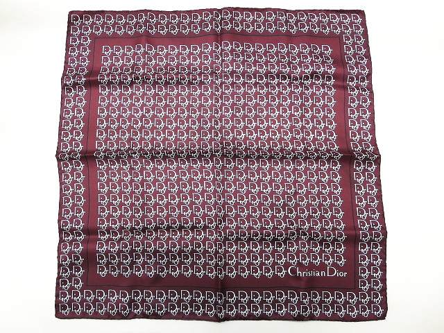 クリスチャンディオール Christian Dior トロッター シルクスカーフ ケアタグあり ワイン ボルドー色 良品 Aa 089 202104120278 ベクトルパーク