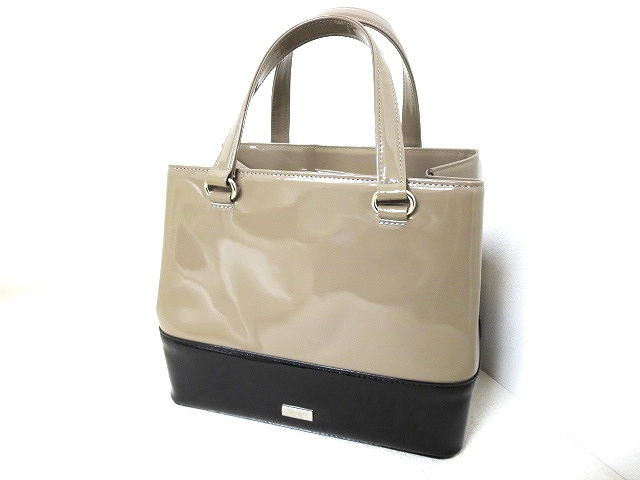 銀座かねまつ GINZA Kanematsu バイカラー エナメルトートバッグ 美品  