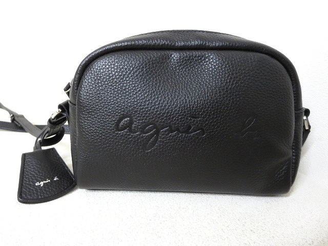 アニエスベー agnes b. 牛皮レザー ミニショルダーバッグ 黒 美品 
