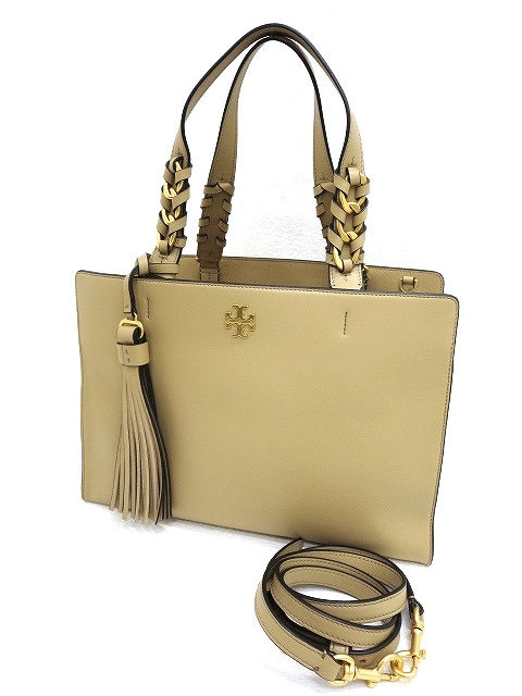 トリーバーチ TORY BURCH 2way レザーショルダーバッグ ベージュ 美品 