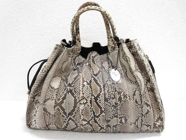 JRA認定 パイソンレザー 2way ハンドバッグ ショルダーバッグ 良品 
