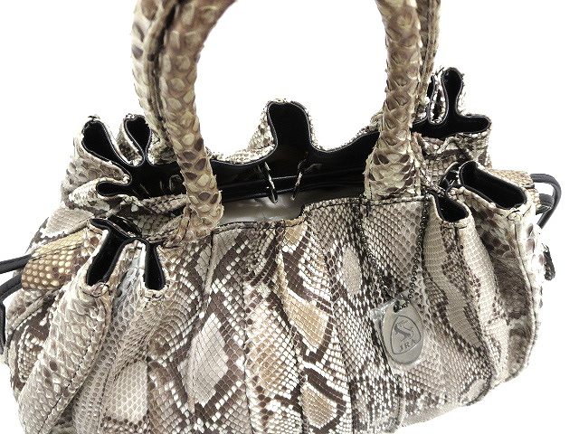 JRA認定 パイソンレザー 2way ハンドバッグ ショルダーバッグ 良品