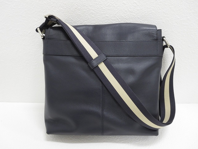 コーチ COACH レザー メッセンジャー ショルダーバッグ 紺 ネイビー 