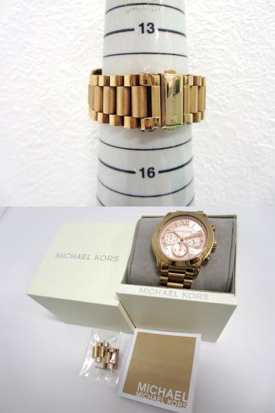 マイケルコース MICHAEL KORS コッパー文字盤 クロノグラフ腕時計 電池 