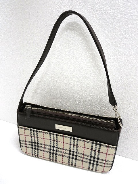 バーバリー BURBERRY ノバチェック×レザー ミニポーチバッグ ベージュ 