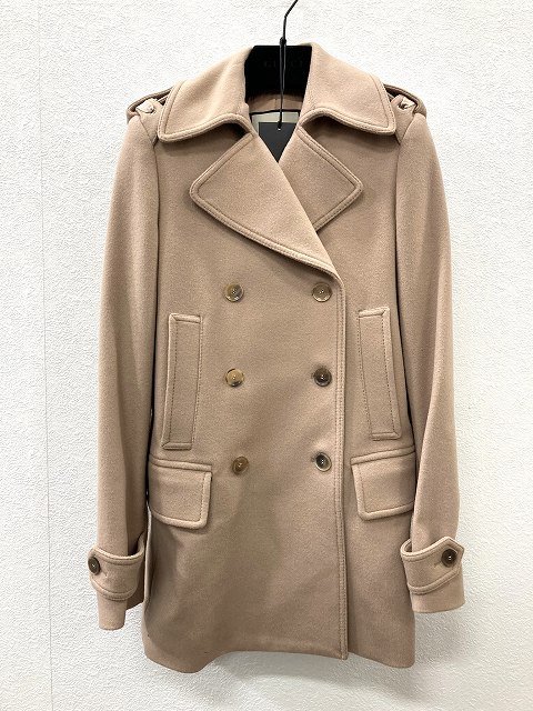 グッチ GUCCI ウール100% デザインPコート 36 ベージュ系 325072 極美 