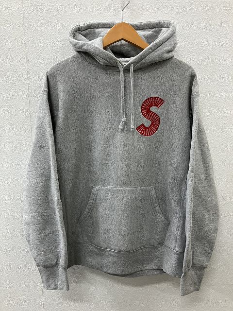 シュプリーム SUPREME S Logo Hooded Sロゴ刺繍 パーカ Small グレー 