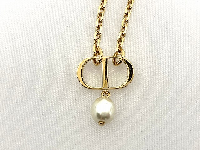 ディオール Dior Petit CD ネックレス 美品 ゴールドGP×レジン