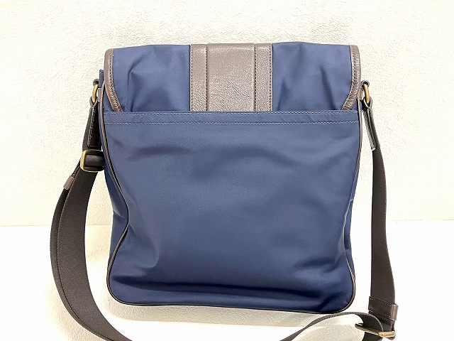 コーチ COACH ナイロン×レザー ショルダーバッグ 紺×濃茶 F71548
