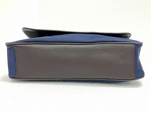 コーチ COACH ナイロン×レザー ショルダーバッグ 紺×濃茶 F71548