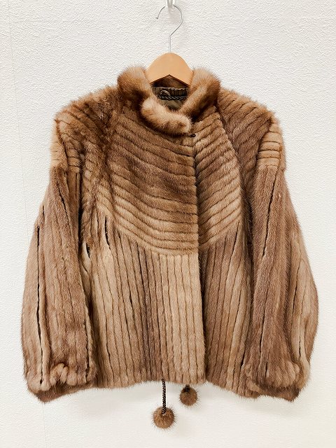 サガミンク SAGA MINK ミンク 毛皮 ハーフコート サイズF ブラウン 茶 