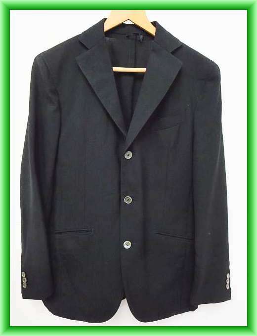 ハイペリオン Hyperion リネン麻 テーラードジャケット ブレザー 三つボタン 背抜き 黒 管理番号m11765sss17 中古 091 201608260116 ベクトルパーク