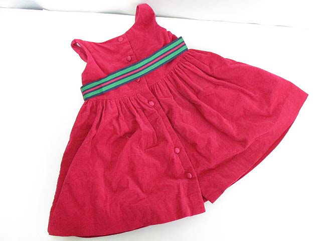 ラルフローレン Ralph Lauren コーデュロイ ワンピース 80 ボルドー ノースリーブ バックボタン パンツ リボン 裏地付 綿100 ベビー 子供服 正規 093 ベクトルパーク