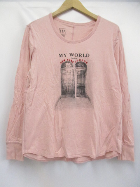 ギャップ Gap プリント コットン Tシャツ カットソー S ピンク 長袖 メンズ 093 ベクトルパーク