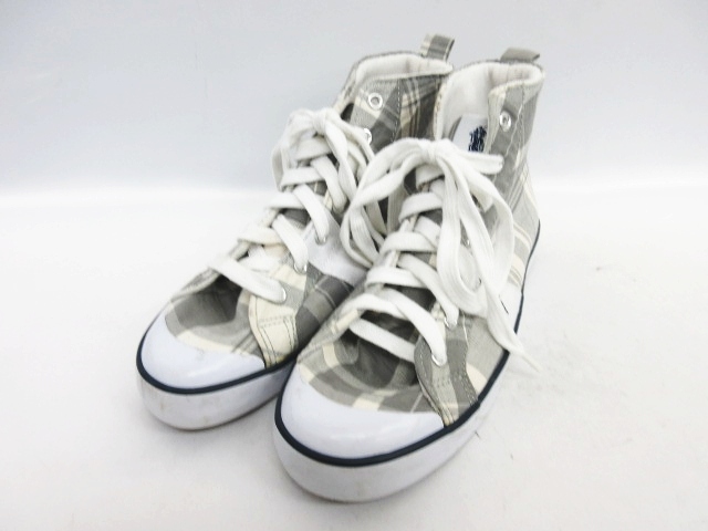 ポロ ラルフローレン Polo Ralph Lauren スニーカー シューズ ハイカット チェック柄 白 グレー サイズ23 5cm レディース 095 ベクトルパーク