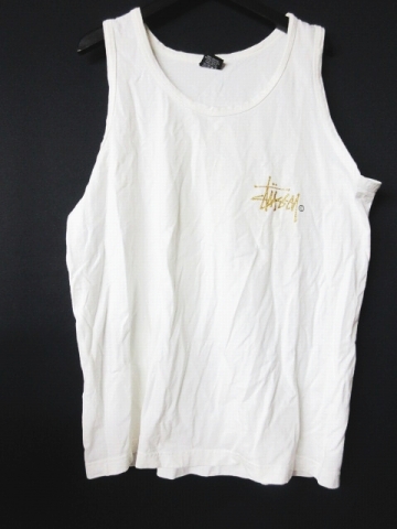 ステューシー STUSSY タンクトップ カットソー トップス ロゴ入り 白 