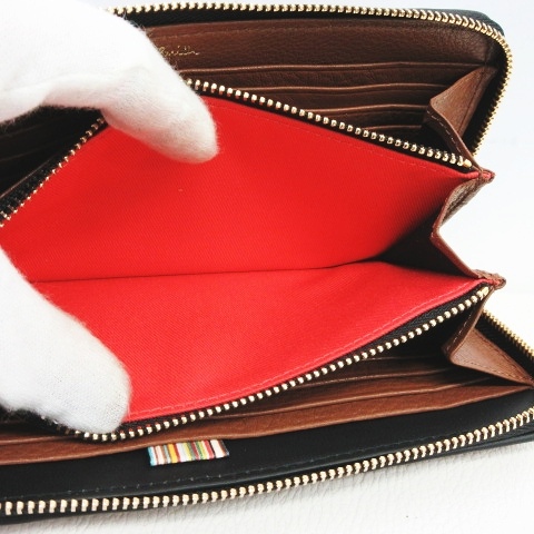 美品 ポールスミス PAUL SMITH 長財布 レザー ラウンド