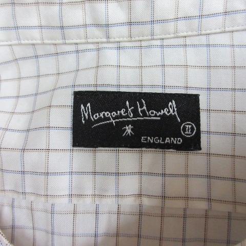 マーガレットハウエル　グラフチェック　コットンシャツ　春服　メンズ　Sサイズ マーガレットハウエル MARGARET HOWELL グラフチェック柄 シャツ