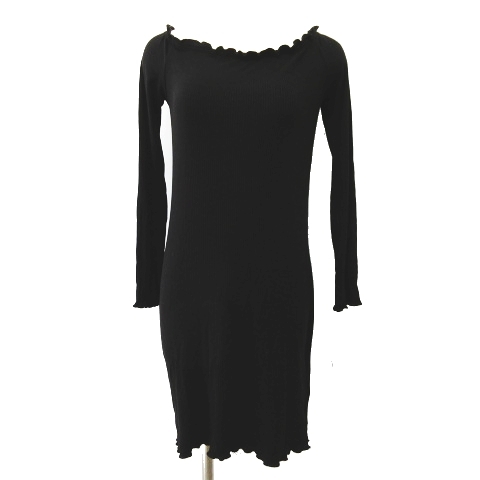 エイチ エム H M ワンピース リブ フリル 長袖 サイズm 黒 ブラック レディース 095 ベクトルパーク