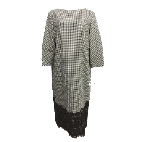 未使用品 アイシービー Icb ワンピース レース チェック柄 七分袖 Lace Pattern Combo Opcmks0518 サイズ42 ブラウン レディース 095 ベクトルパーク