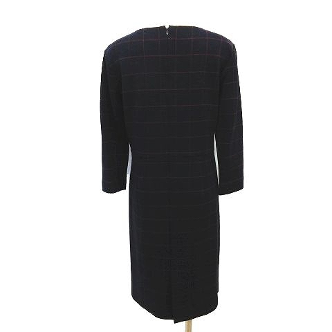 ニューヨーカー Newyorker ワンピース チェック柄 七分袖 ウール コットン サイズ9ar ネイビー系 レディース 095 ベクトルパーク