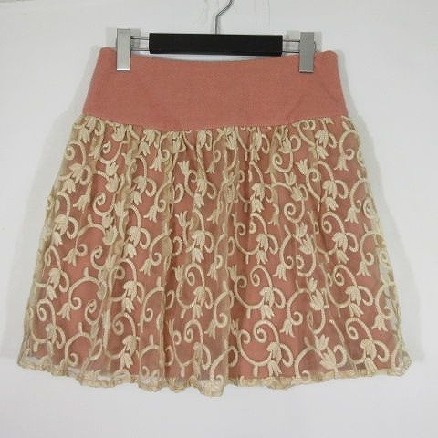 未使用品 ザ クローゼット The Closet エンブロイダリーシアースカート レース ハーフ丈 ピンク サイズf レディース 095 ベクトルパーク