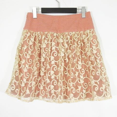 未使用品 ザ クローゼット The Closet エンブロイダリーシアースカート レース ハーフ丈 ピンク サイズf レディース 095 ベクトルパーク