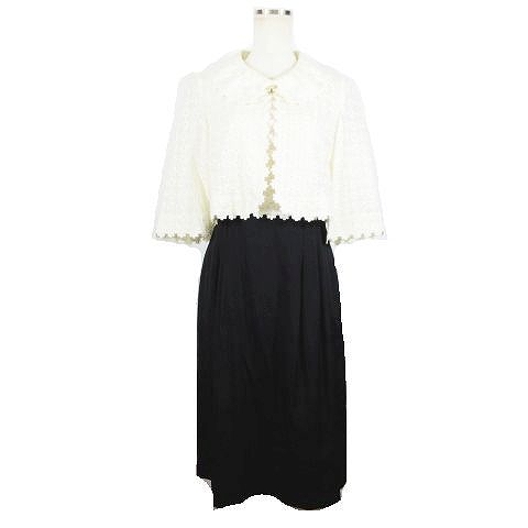 ユキトリイ Yuki Torii レース刺繍 ワンピース ノースリーブ ボレロ ジャケット付き サイズ38 ホワイト ブラック レディース 095 ベクトルパーク