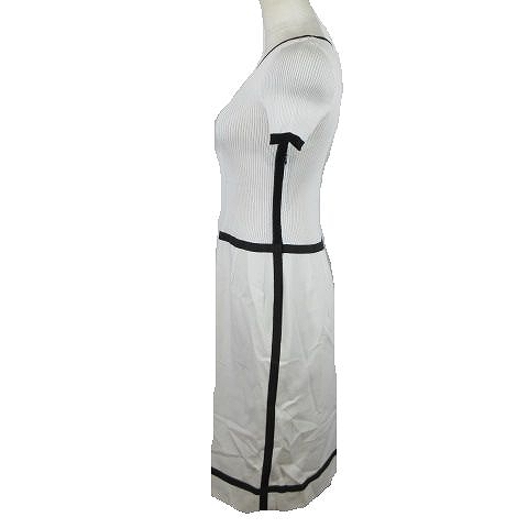 ポールカ Paule Ka ワンピース リブニット 切替 半袖 グログランテープ サイズ40 ホワイト ブラック 5 レディース 095 ベクトルパーク