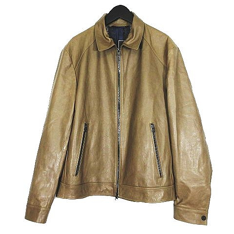 未使用品 23区 オンワード樫山 Homme レザージャケット 革ジャン 羊革 アウター サイズ48 ベージュ ブラウン系 11 メンズ 095 ベクトルパーク