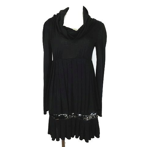 ピンコ Pinko ワンピース 長袖 レイヤード風 スパンコール装飾 サイズs 黒 ブラック レディース 095 ベクトルパーク