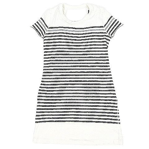 ビーシービージーマックスアズリア bgmaxazria ボーダー チュニック ワンピース カットソー 背中開き 膝丈 ハーフ サイズxxs アイボリー 黒 ブラック 16 10 レディース 095 ベクトルパーク