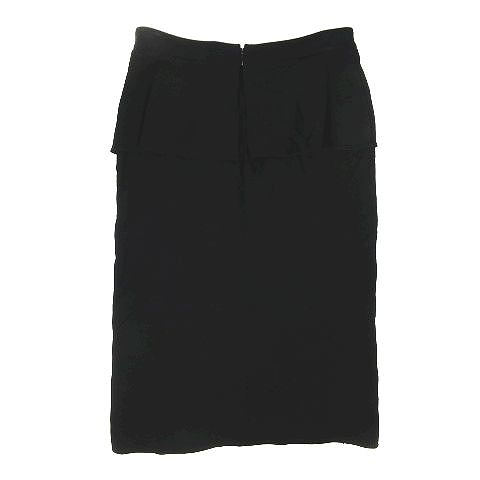 デュアルヴュー Dual View フリル タイト スカート ひざ丈 ストレッチ サイズ38 黒 ブラック レディース 095 ベクトルパーク