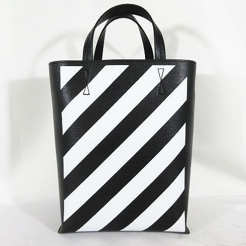 オフホワイト Off White バッグ ストライプ ハンドバッグ ショルダーバッグ クリップ ロゴ ショルダーベルト付き 黒 白 レディース 095 ベクトルパーク