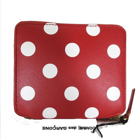 未使用品 ウォレット コム デ ギャルソン Wallet Comme Des Garcons ポルカドット プリント カウレザー 2つ折り財布 ラウンドファスナー Polka Dots Printed Sa2100pd 8z E021 051 赤 レッド メンズ レディース 095 ベクトルパーク