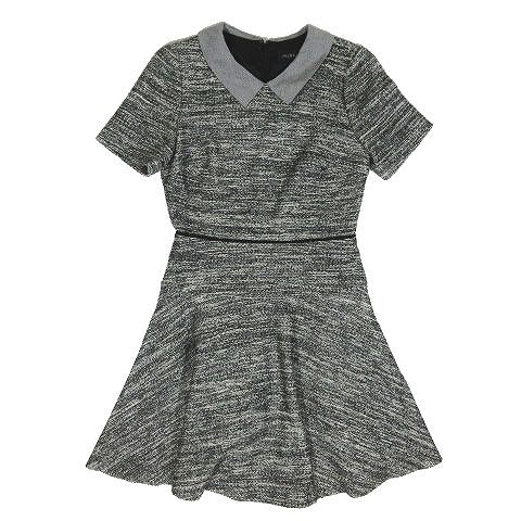 ジルスチュアート Jill Stuart 衿付き ツイード ワンピース 半袖 フレア スカート サイズ0 ライトグレー 1 レディース 095 ベクトルパーク