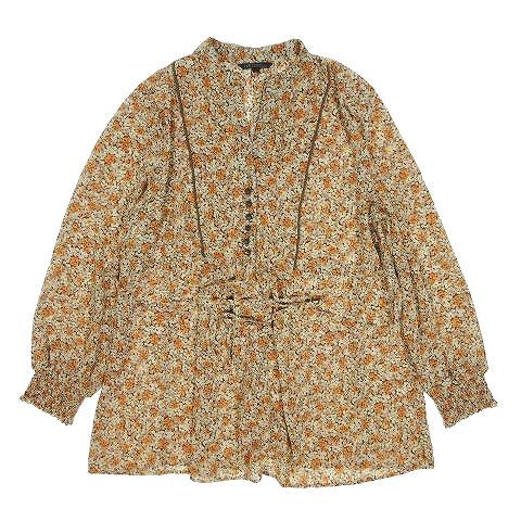 23区 オンワード樫山 小花柄 シフォン チュニック ワンピース 長袖 サイズ48 オレンジ系 9 レディース 095 ベクトルパーク