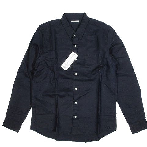 未使用品 ジーユー Gu ラミーコットン シャツ 長袖 ネイビー サイズm 331 メンズ 095 ベクトルパーク