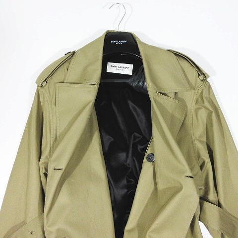 美品 ss サンローラン パリ Saint Laurent Paris ダブルブレスト 6ボタン オーバーサイズ トレンチコート アウター キャメル サイズ44 M18h Y3a99 メンズ 095 ベクトルパーク