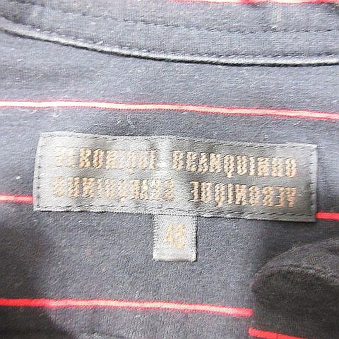 ヴェロニクブランキーノ Veronique Branquinho スキッパー ボーダー ポロシャツ カットソー 半袖 コットン サイズ46 黒 ブラック 22 メンズ 095 ベクトルパーク