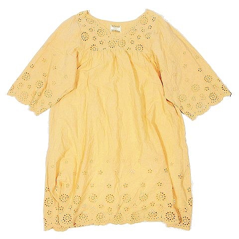 クリスプ Crisp スカラップカットワークチュニック レース ワンピース カットソー ミモレ丈 七分袖 サイズf ピンクベージュ 3 B4 レディース 095 ベクトルパーク